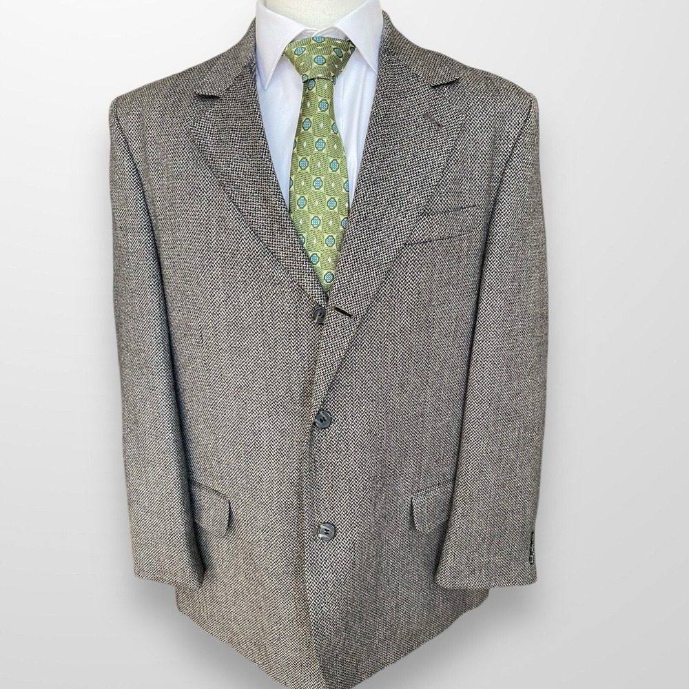 Allyn Saint George 44R Blazer Sport Coat 3/2 Roll Lambswool‎ Suit Jacket VTG